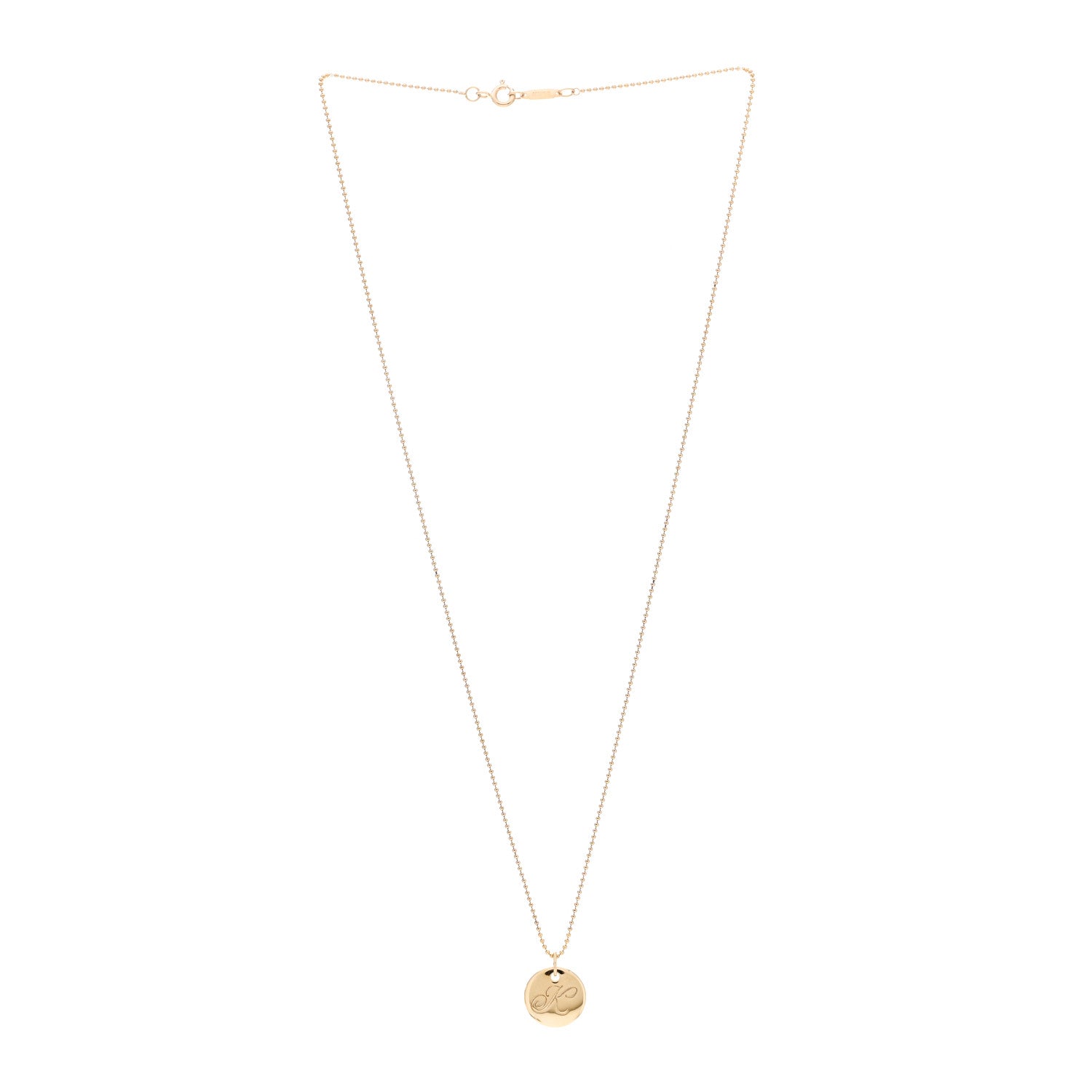 Tiffany 18K Yellow Gold Notes Letter K Disc Charm Pendant Necklace 3 of 4