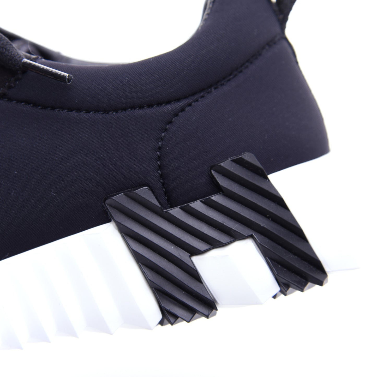Technical Jersey Suede Goatskin Bouncing Sneakers 36.5 Black White