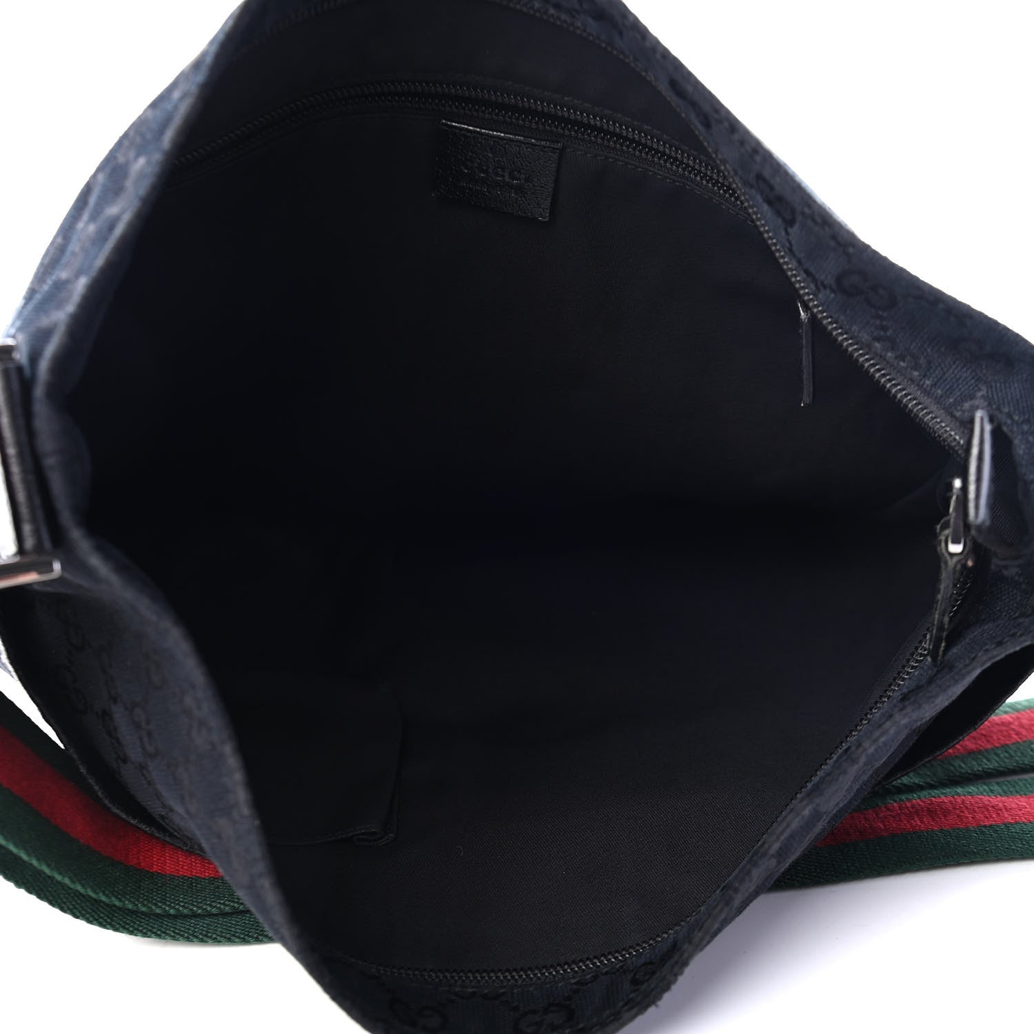 Gucci Monogram Web Medium Flat Messenger Bag Black 4 of 8
