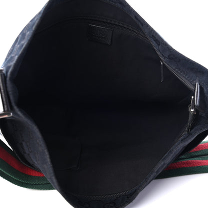 Gucci Monogram Web Medium Flat Messenger Bag Black 4 of 8