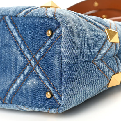 Valentino Garavani Denim Small Roman Stud The Handle Bag Light Denim Selleria 9 of 9