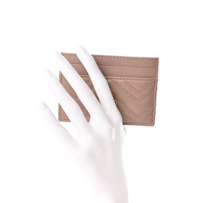 Gucci Calfskin Matelasse GG Marmont Card Holder Porcelain Rose 2 of 7