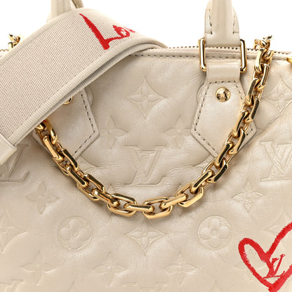 Louis Vuitton Lambskin Embossed Monogram Fall in Love Speedy 22 Bandouliere Ivory 7 of 13