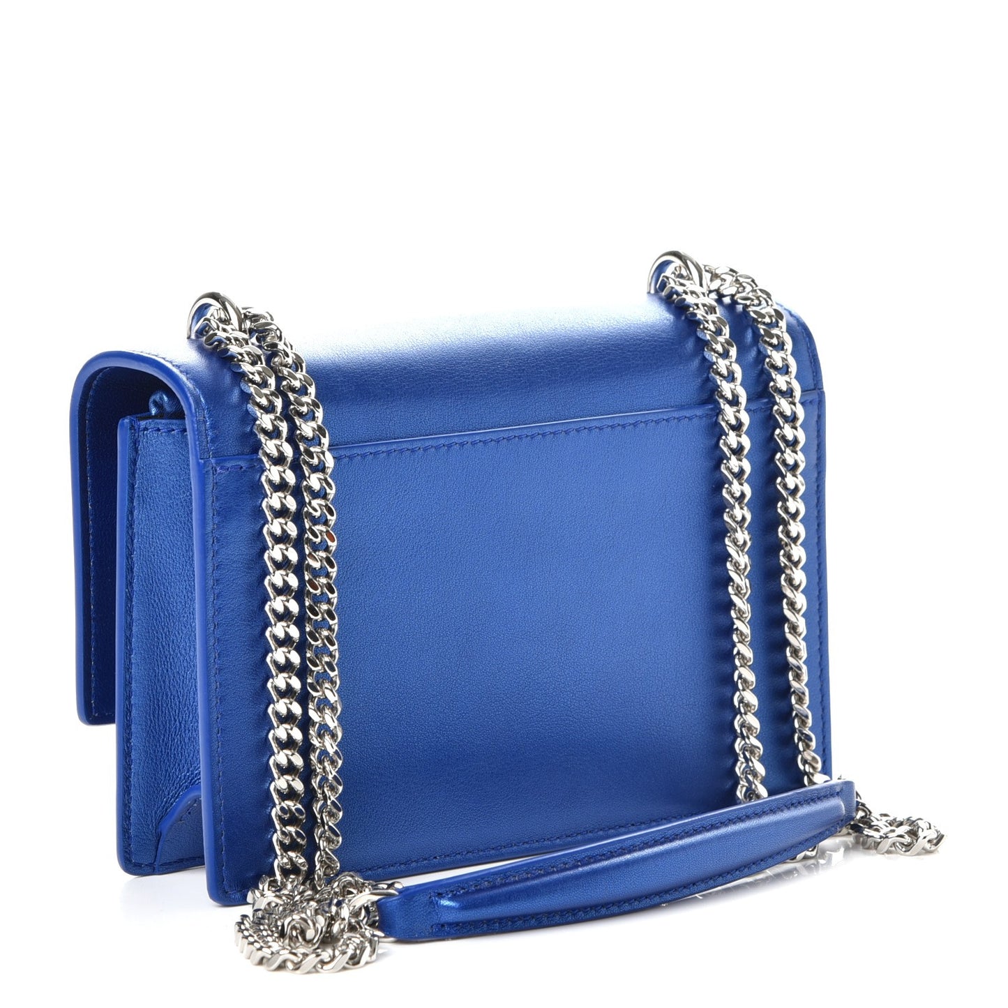 Metallic Calfskin Monogram Sunset Chain Wallet Blue Royal