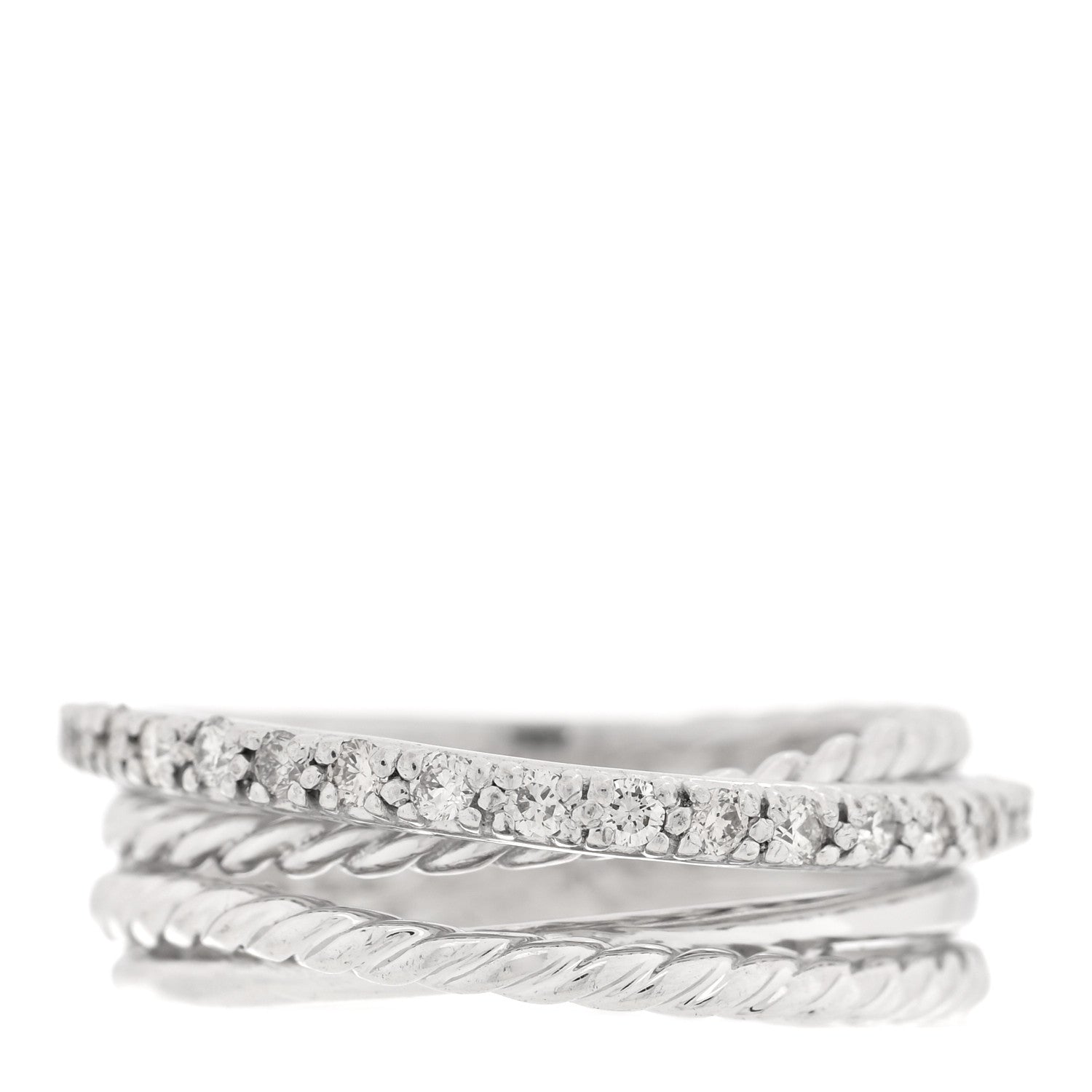 David Yurman Sterling Silver Diamond 7mm Crossover Ring 48 4.5 1 of 4