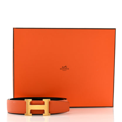 Hermes Box Togo 32mm H Belt 95 38 Black Orange 5 of 8