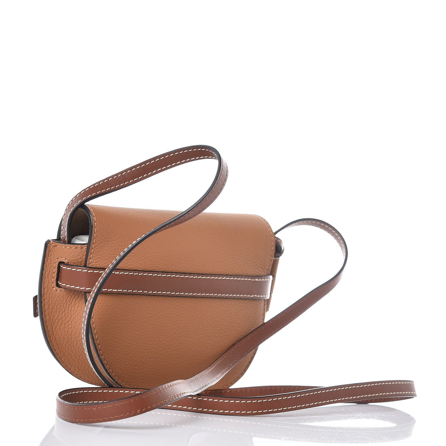 Grained Calfskin Mini Gate Crossbody Bag Caramel Pecan