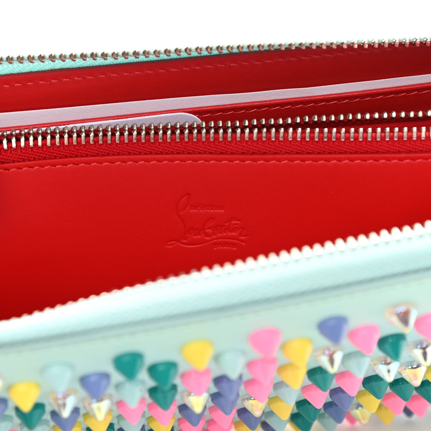 Christian Louboutin Calfskin Panettone Spiked Zip Around Wallet Source Multicolor 6 of 7