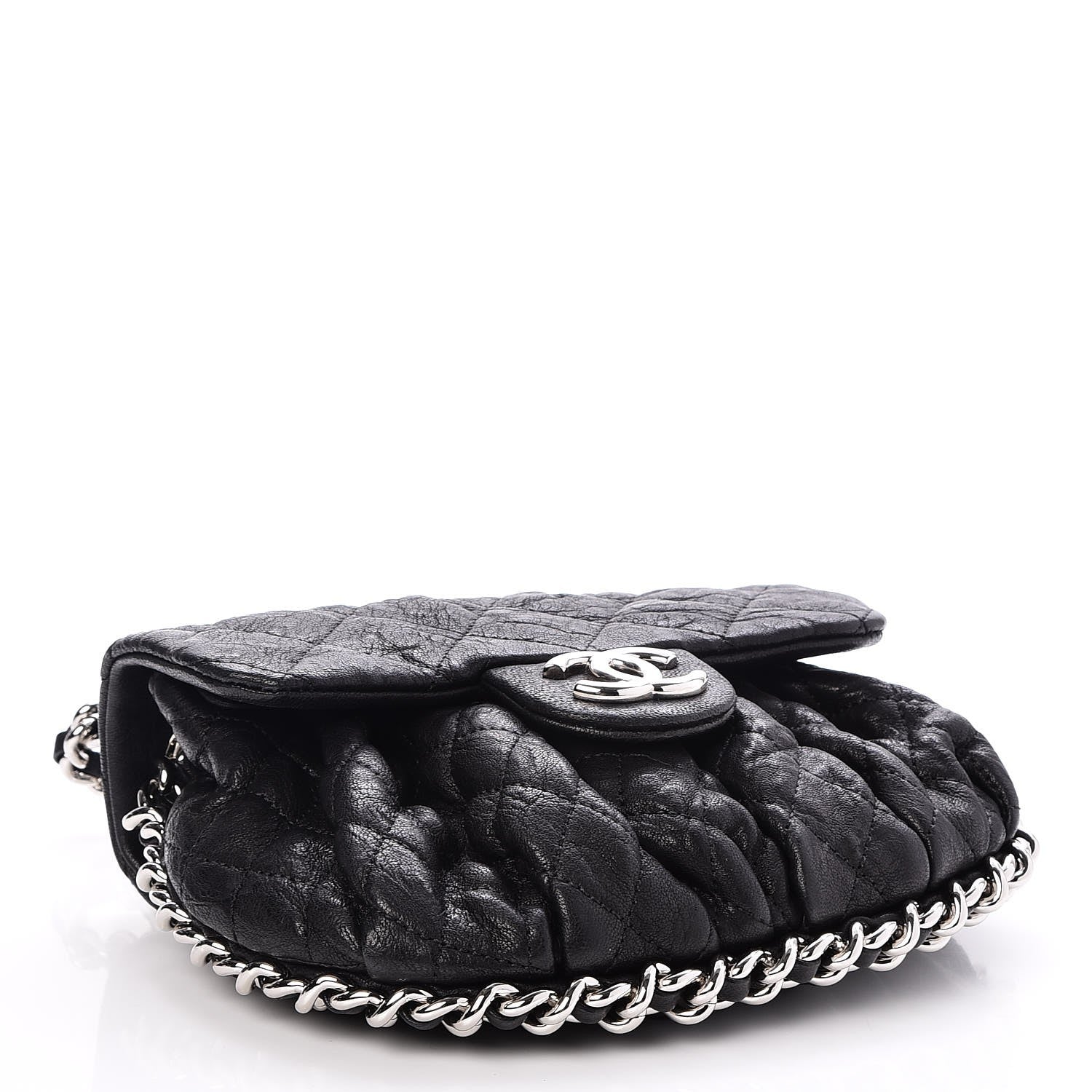 Chanel Washed Lambskin Quilted Mini Chain Around Flap Black 4 of 8