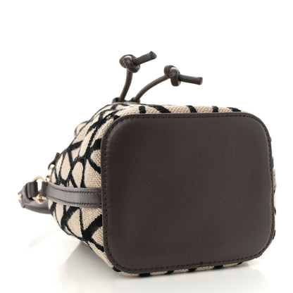 Valentino Garavani Toile Iconographe Nappa Mini Vlogo Signature Bucket Bag Naturale Black Fondant 4 of 9