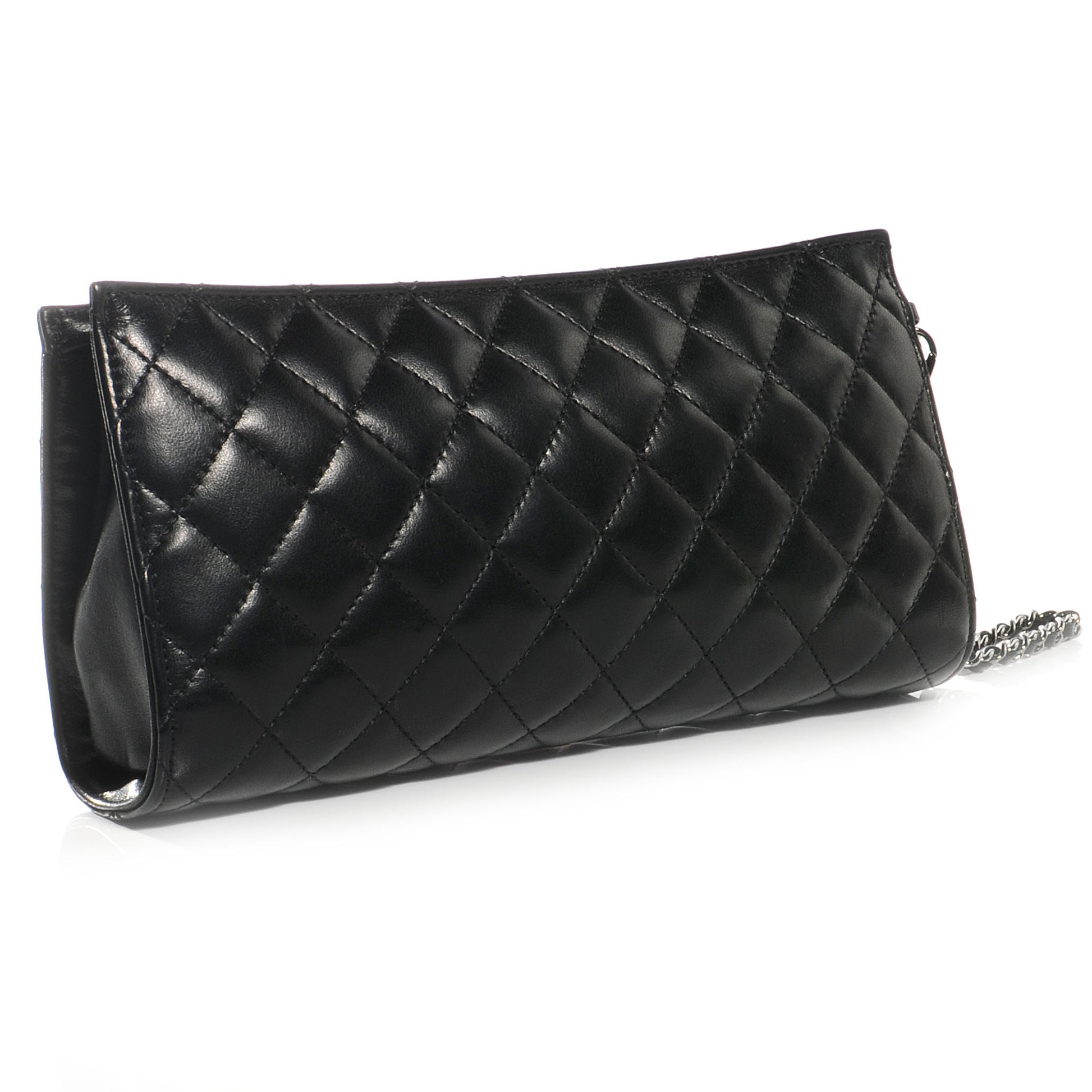 Chanel Lambskin Mineral Nights Pochette Wristlet Silver Black 3 of 7