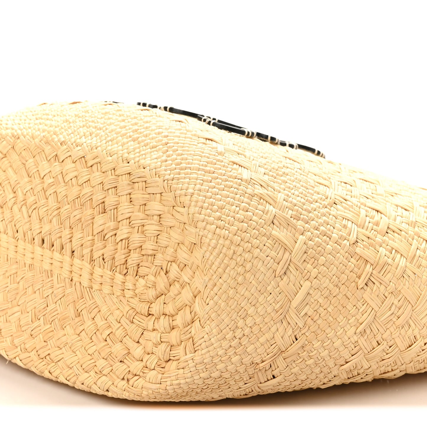 Calfskin Raffia Paulas Ibiza Medium Anagram Basket Tote Bag Natural Black