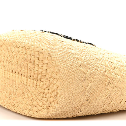 Loewe Calfskin Raffia Paulas Ibiza Medium Anagram Basket Tote Bag Natural Black 9 of 9
