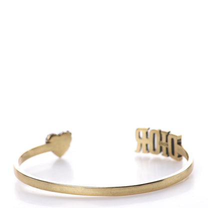 Christian Dior Metal Dior Crystal Heart Bracelet Cuff Gold 2 of 4