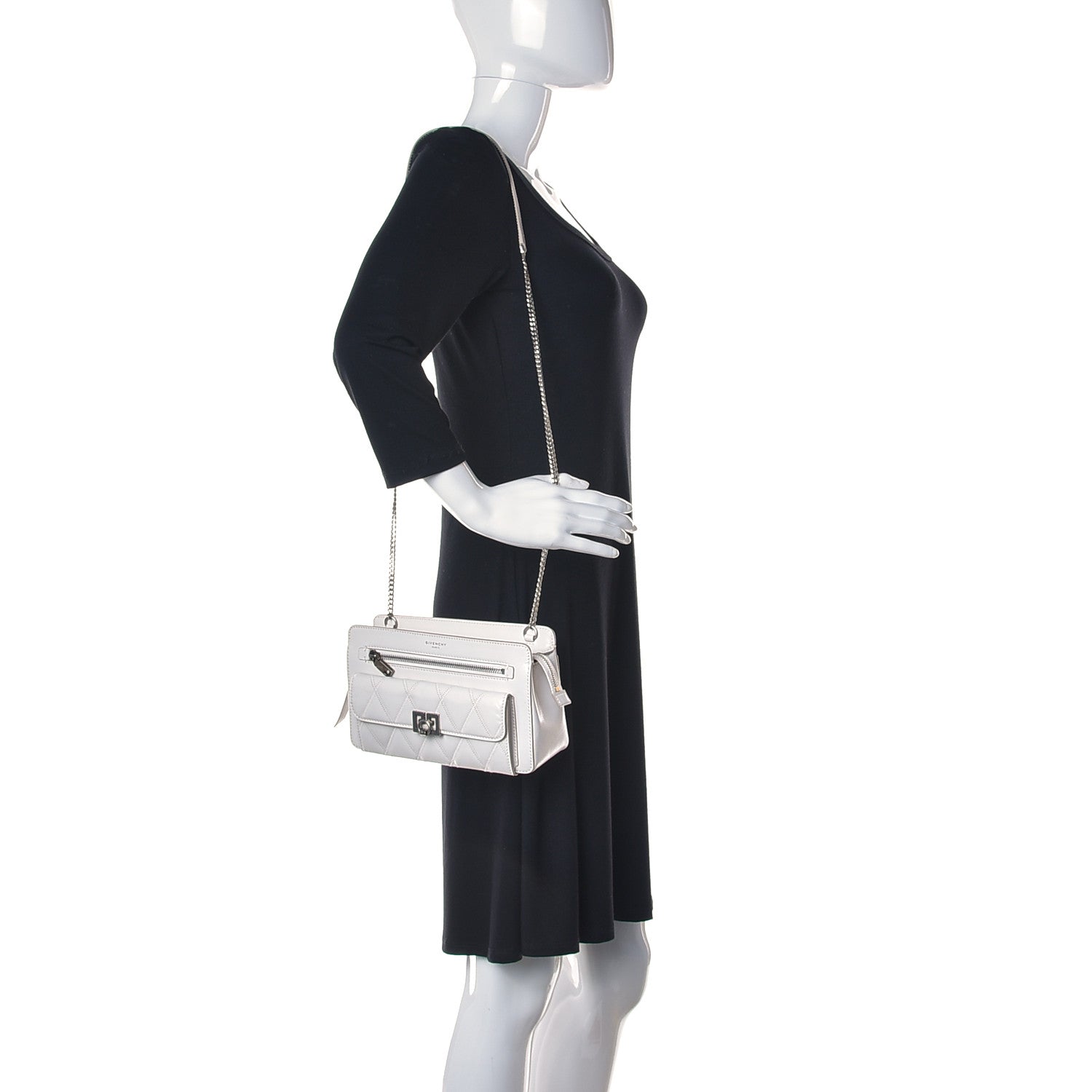 Givenchy Goatskin Diamond Quilted Pocket Crossbody White 2 of 14