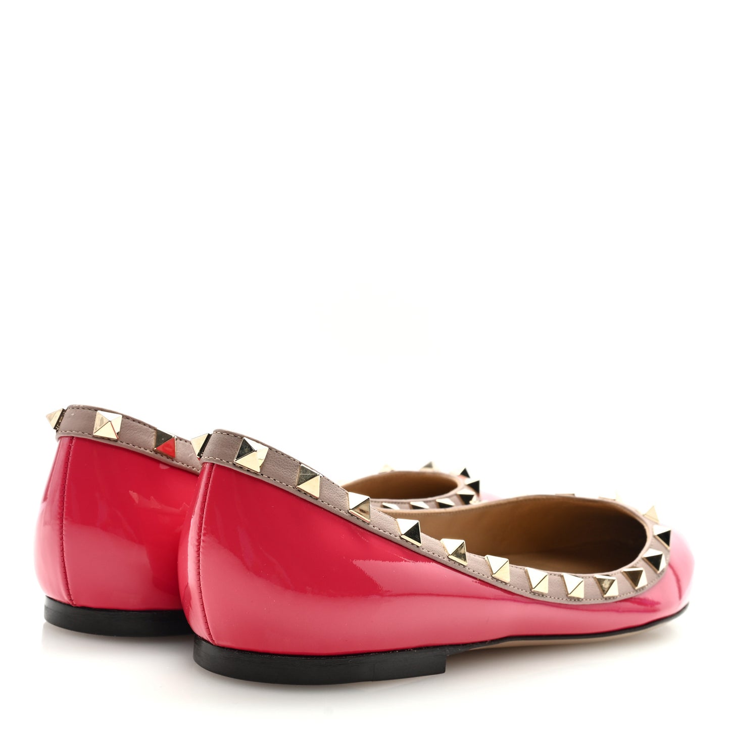 Patent Nappa Rockstud Ballerina Flats 39.5 Framboise Poudre