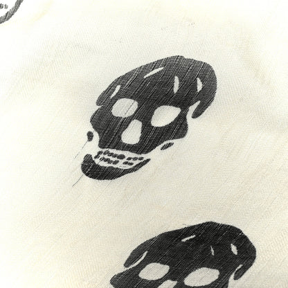 Alexander McQueen Silk Chiffon Skull Scarf Ivory Black 6 of 7