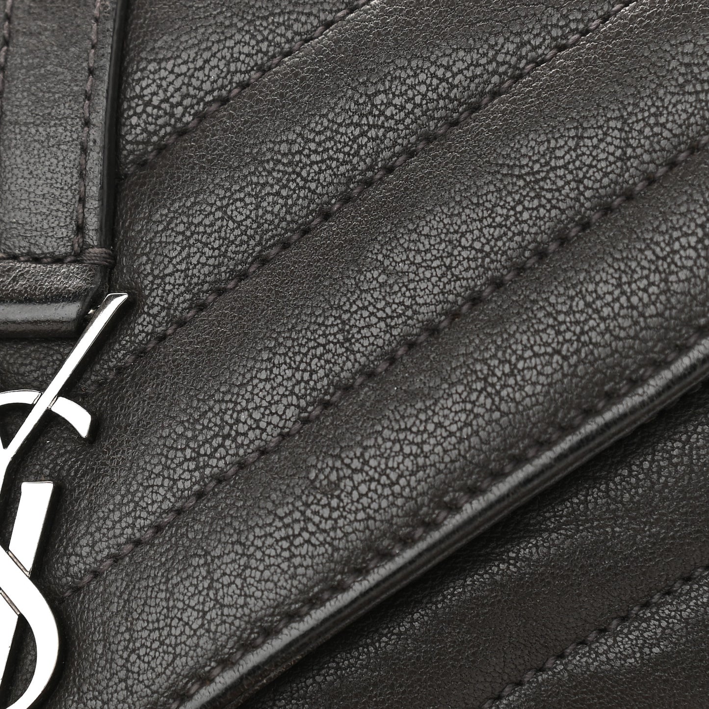 Sheepskin Matelasse Chevron Monogram College Chain Wallet Coal