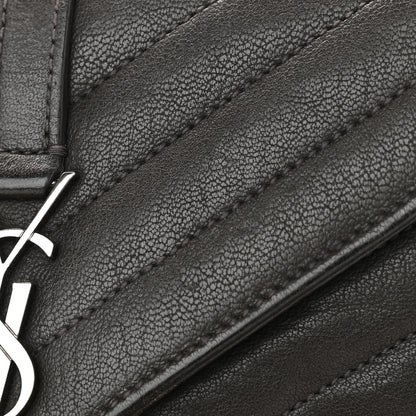 Saint Laurent Sheepskin Matelasse Chevron Monogram College Chain Wallet Coal 12 of 13