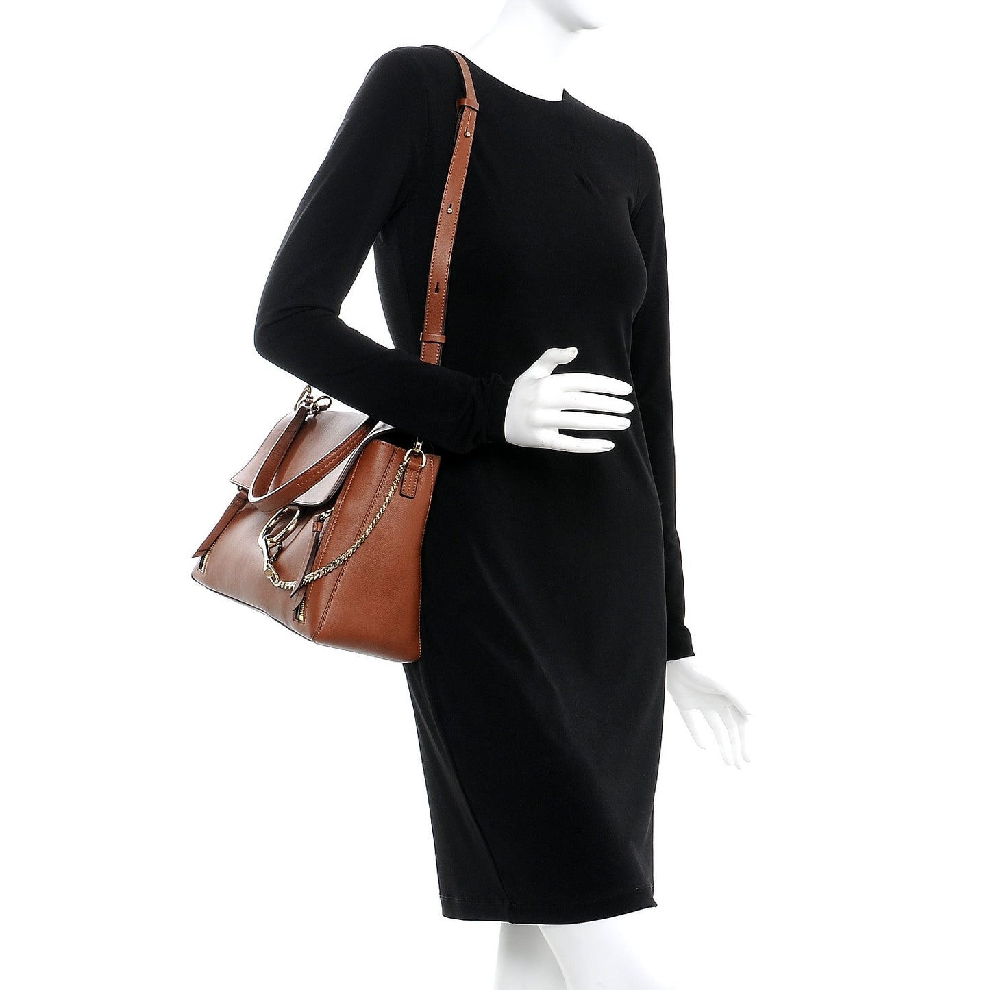 Calfskin Medium Faye Day Shoulder Bag Tan