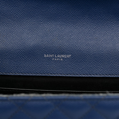 Saint Laurent Grain De Poudre Textured Mixed Matelasse Triquilt Medium Monogram Satchel Denim 6 of 20