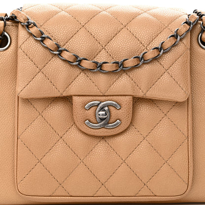 Chanel Caviar Quilted CC Accordion Shopping Bag Beige 9 of 12