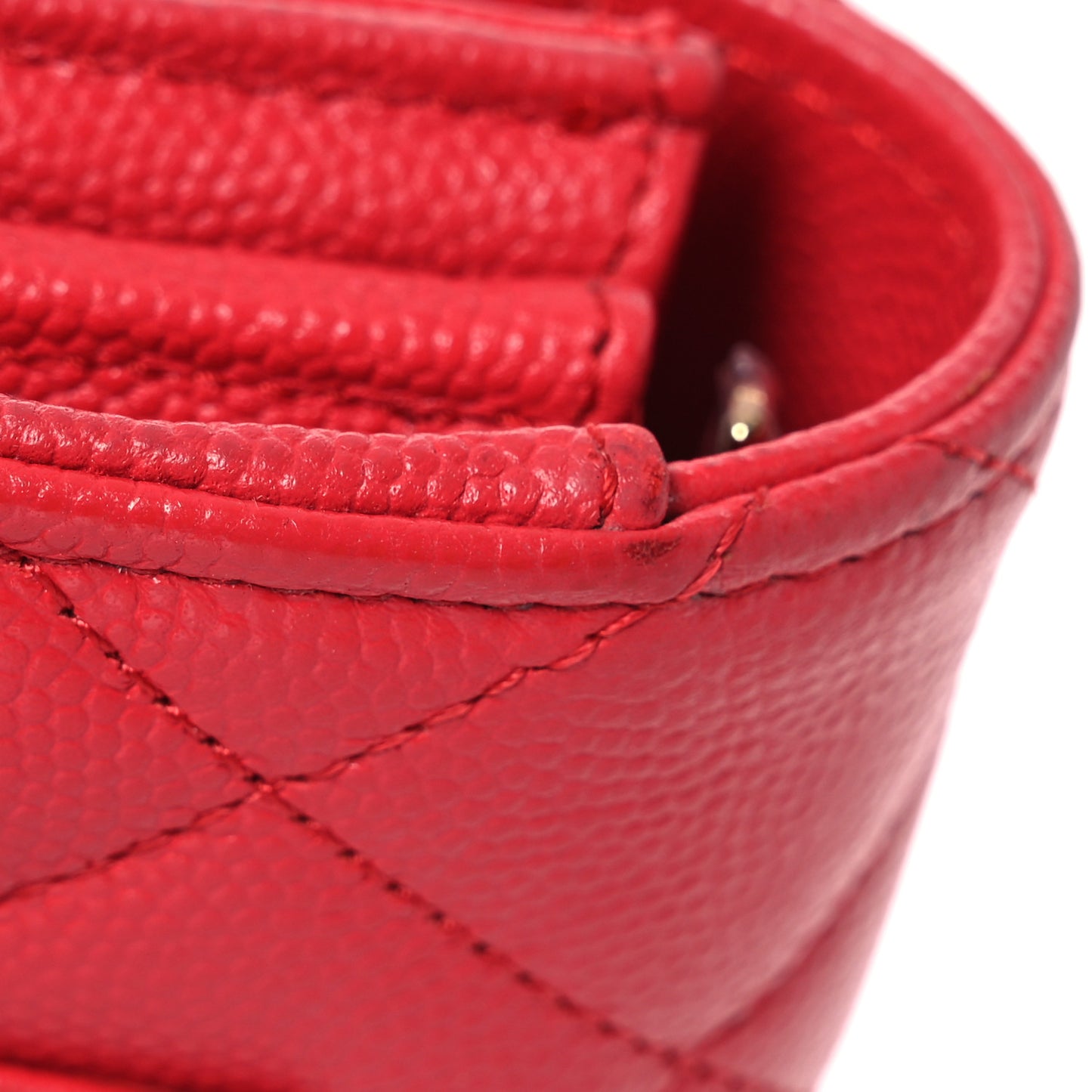 Caviar Quilted Large Gusset Flap Wallet Red