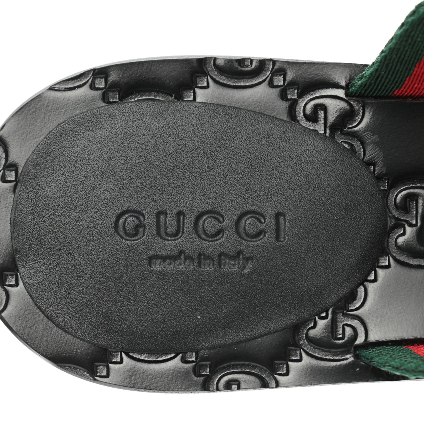 Nylon Guccissima Web Womens Thong Sandals 35 Green Red Black