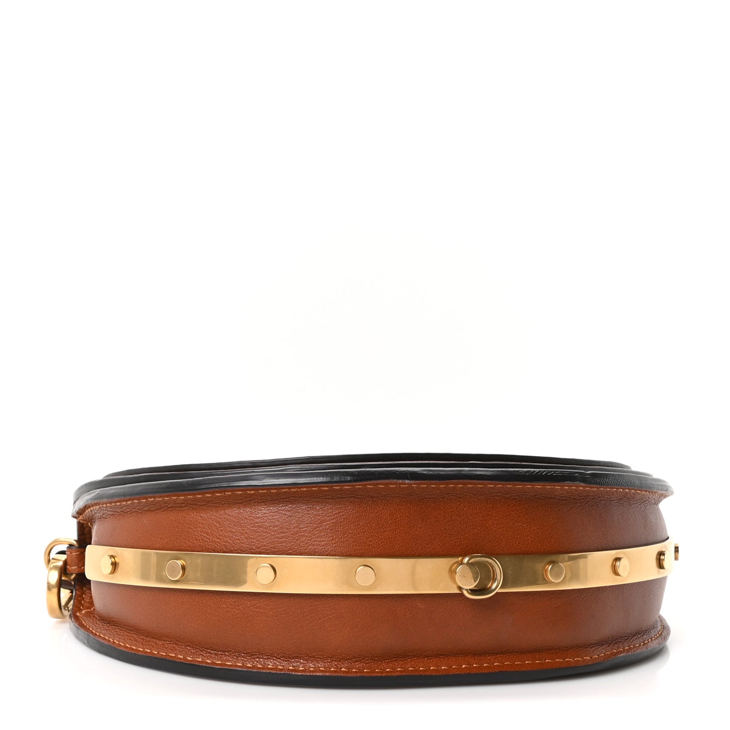Calfskin Small Nile Bracelet Minaudiere Bag Caramel