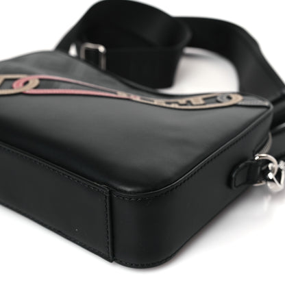 Fendi Vitello King FF Lines Embossed Lock Chain 1974 Diagonal Medium Camera Case Black 9 of 9