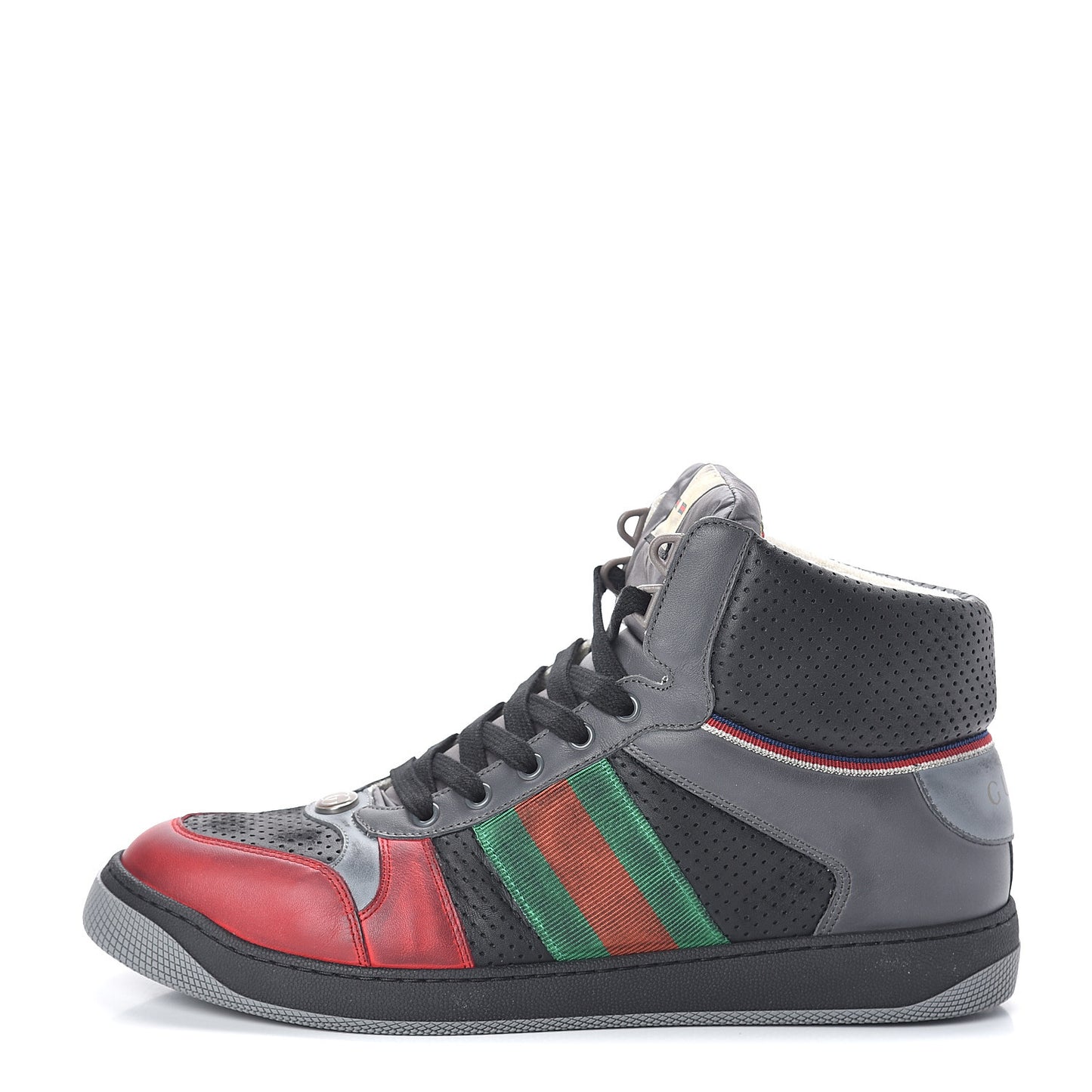 Miro Soft Calfskin Web Mens Screener High Top Sneakers 10.5 Light Hibiscus Red Black Foggy Grey