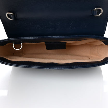 Gucci Vintage Effect Calfskin Matelasse Diagonal Super Mini Torchon GG Marmont Shoulder Bag Blue Agata Mystic White 5 of 10
