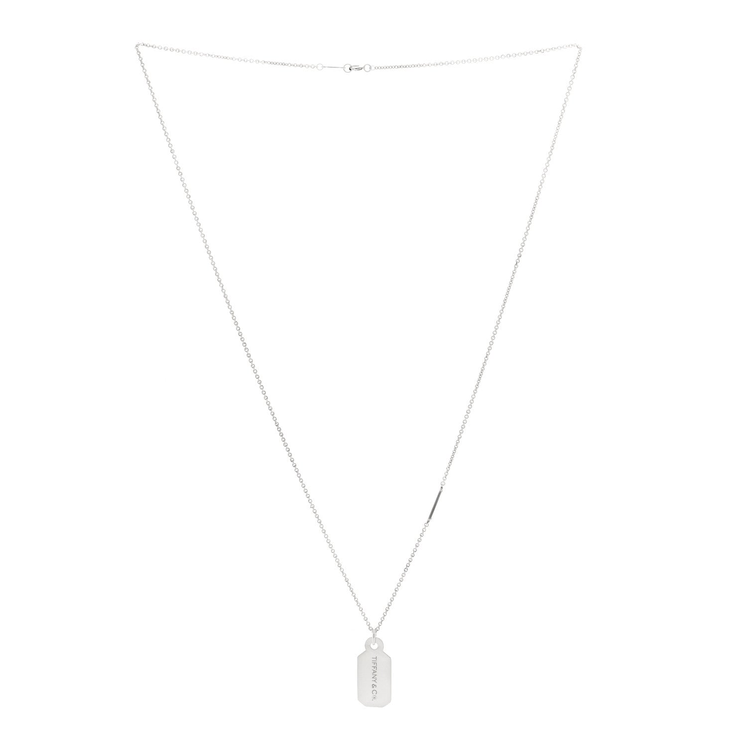 Tiffany Sterling Silver Diamond Price Tag Pendant Necklace 3 of 6