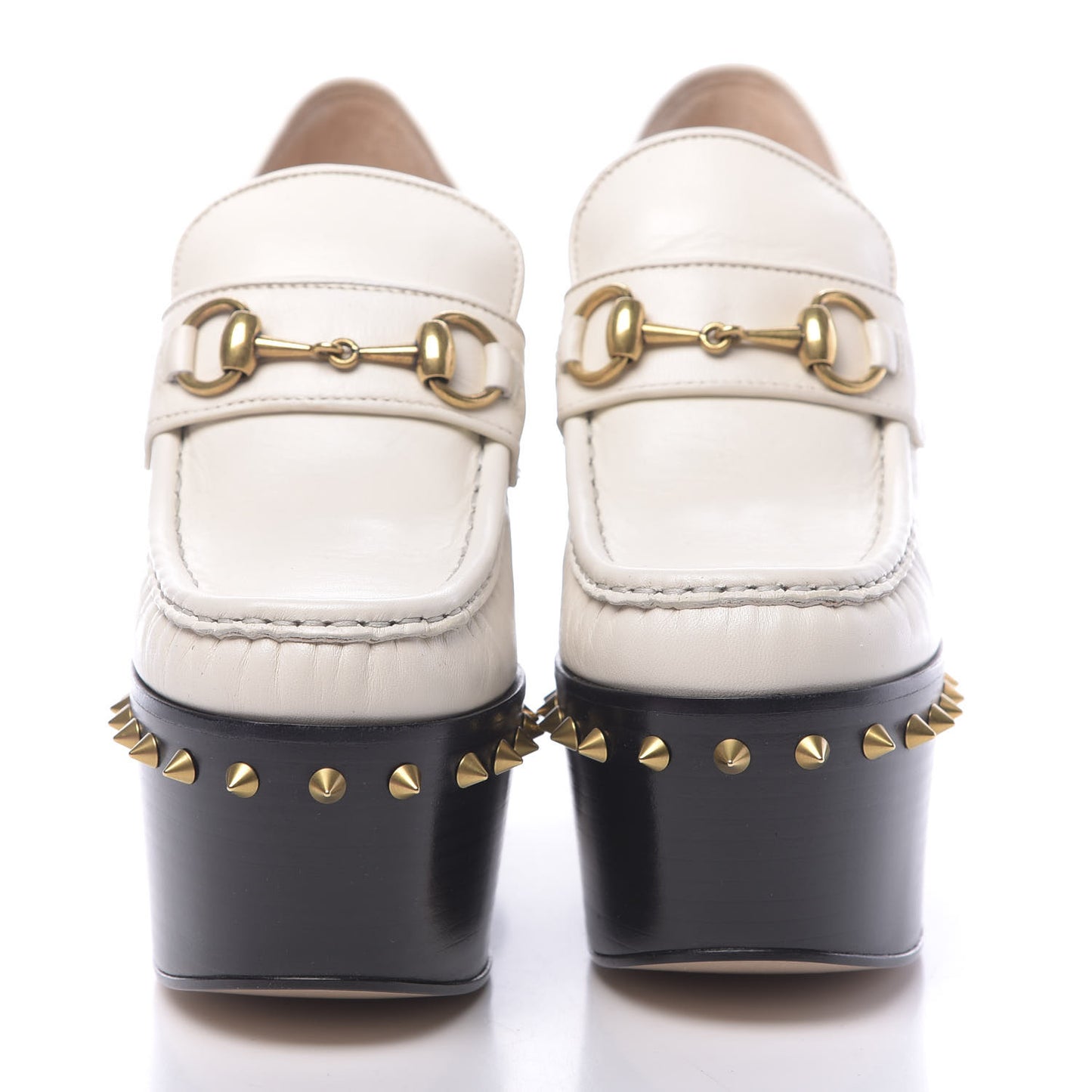 Malaga Kid Pearl Studded Spiked Vegas Platform Loafer 36 Mystic White