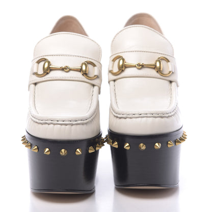 Gucci Malaga Kid Pearl Studded Spiked Vegas Platform Loafer 36 Mystic White 2 of 9