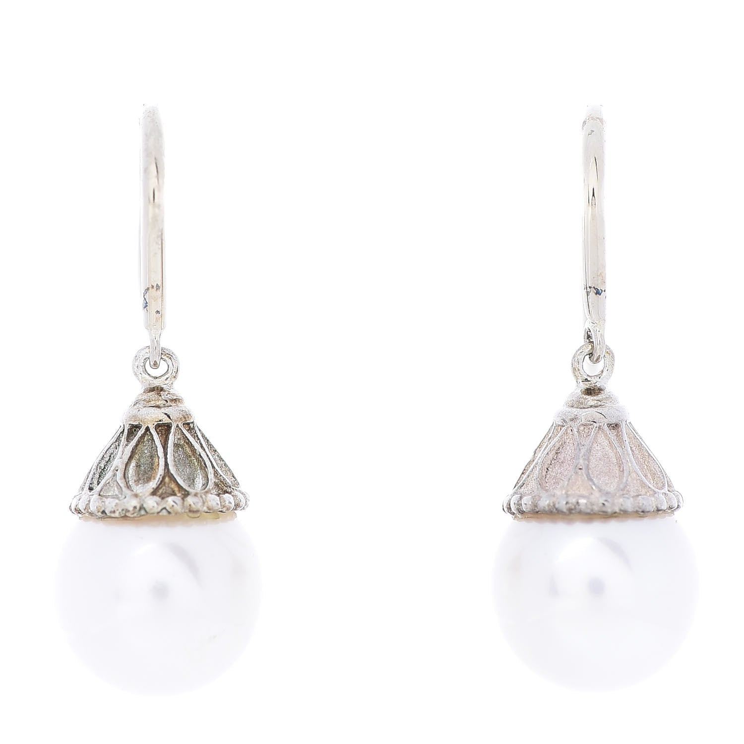 Tiffany Sterling Silver Pearl Ziegfeld Earrings 1 of 6
