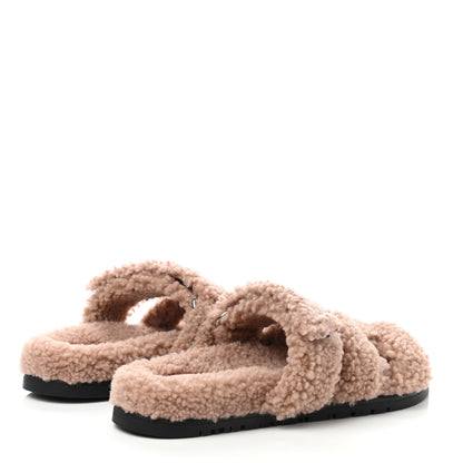 Hermes Woolskin Womens Chypre Sandals 35 Bois De Santal 4 of 7