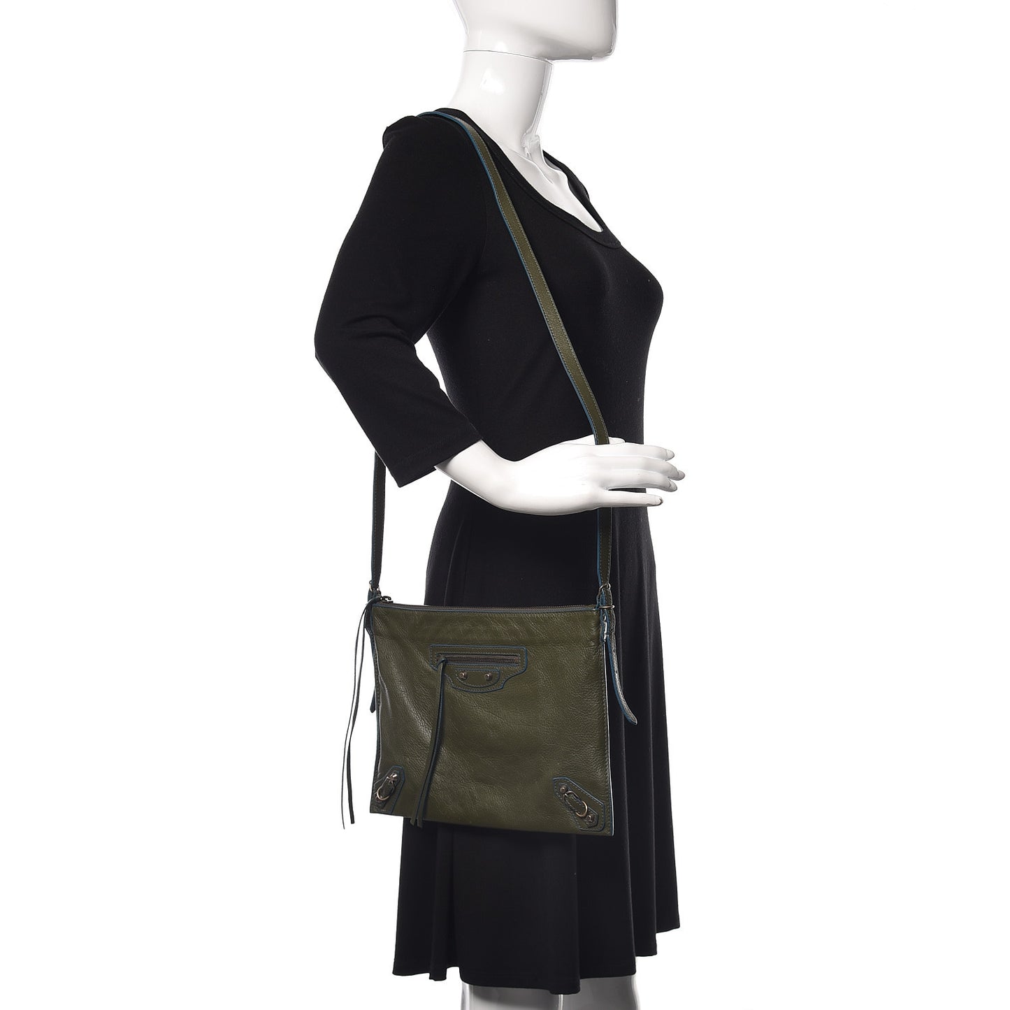 Veau Papier Highlight Neo Crossbody Vert Kaki