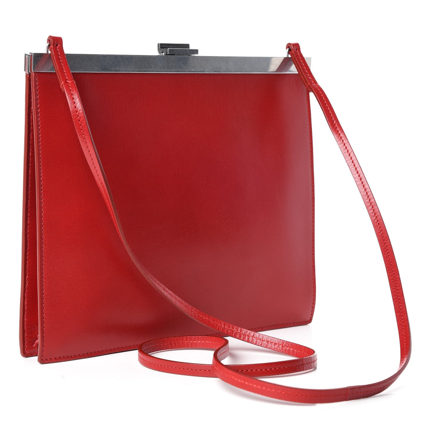 Smooth Calfskin Mini Clasp Bag Pop Red