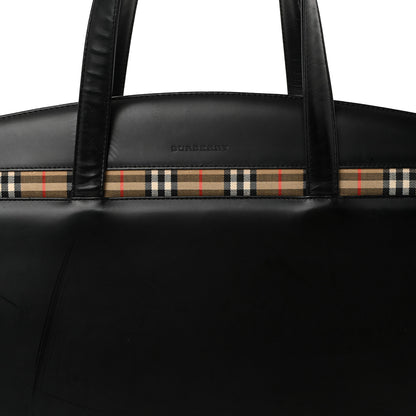 Burberry Glazed Calfskin House Check Briefcase Black 7 of 10