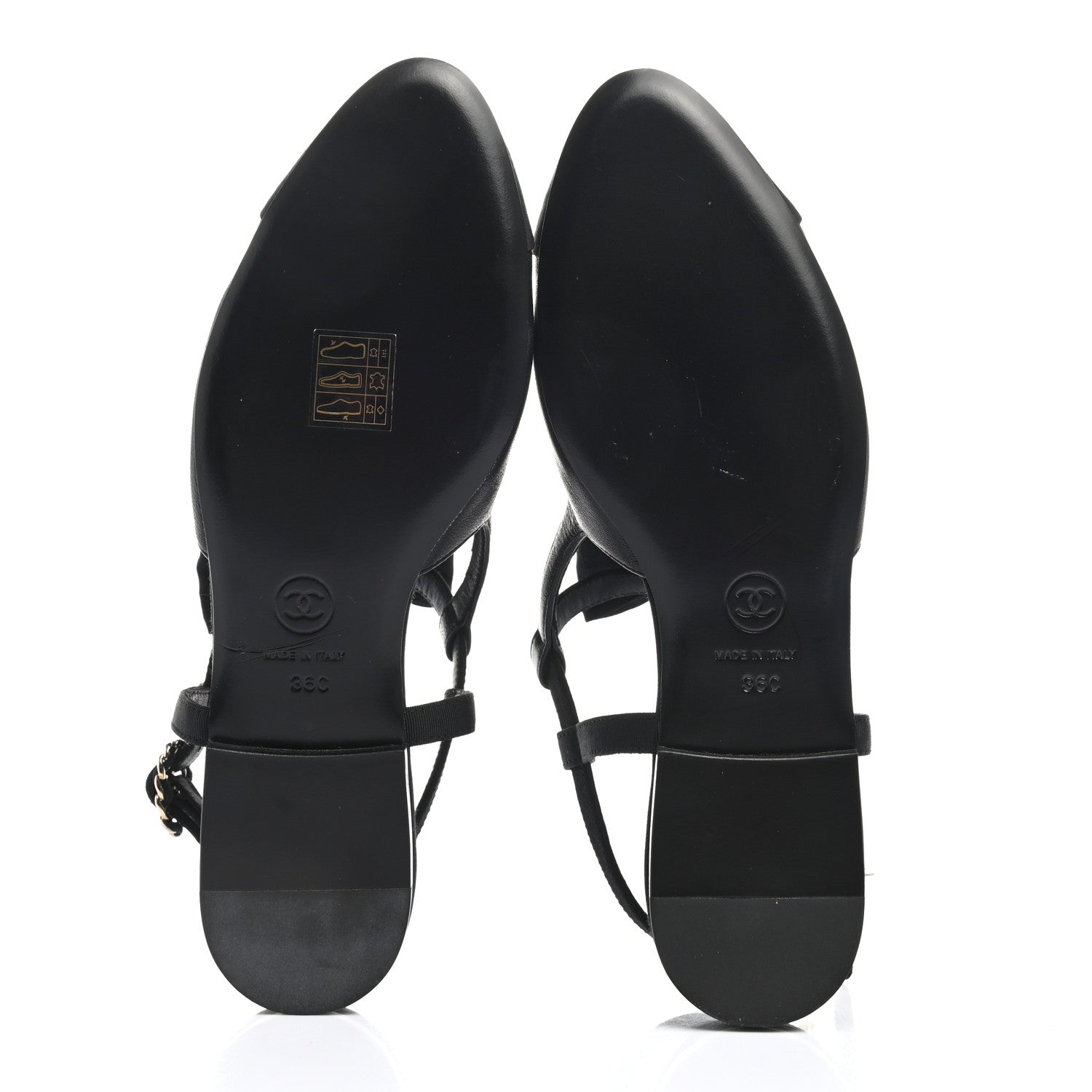 Chanel Lambskin Grosgrain Crystal Chain CC Logo Bow Slingback Flats 36 Black 5 of 8