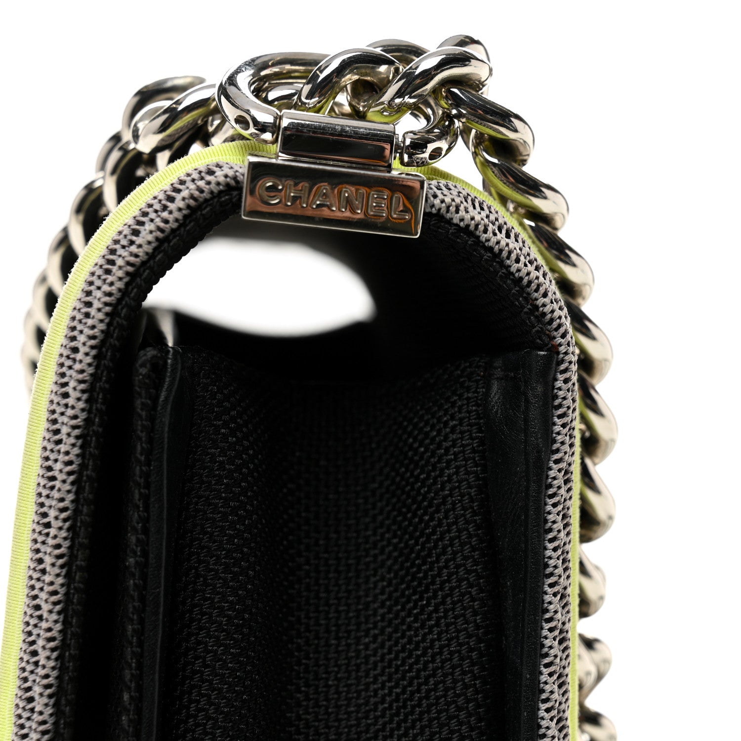 Chanel Canvas Quilted New Medium Fluo Boy Flap Black Grey Yellow 9 of 12