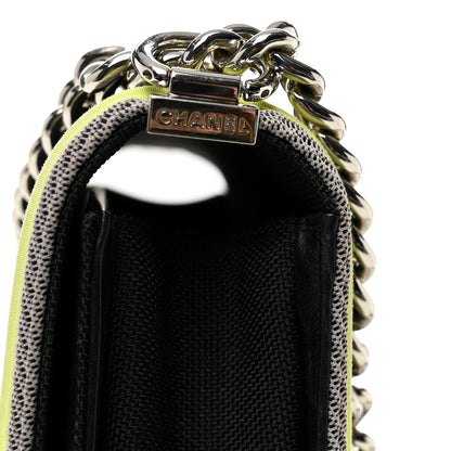 Chanel Canvas Quilted New Medium Fluo Boy Flap Black Grey Yellow 9 of 12