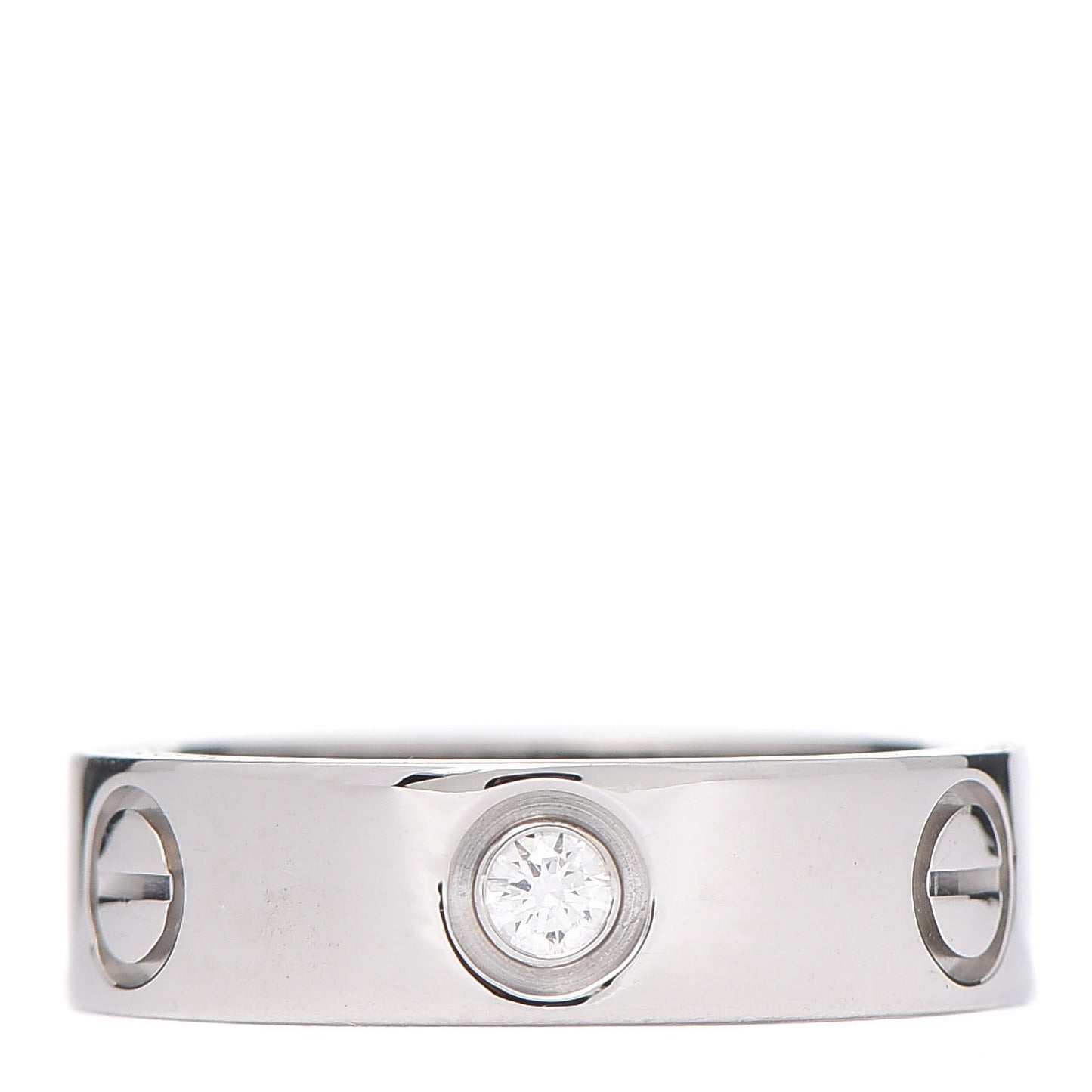 18K White Gold 3 Diamond 5.5mm LOVE Ring 52 6