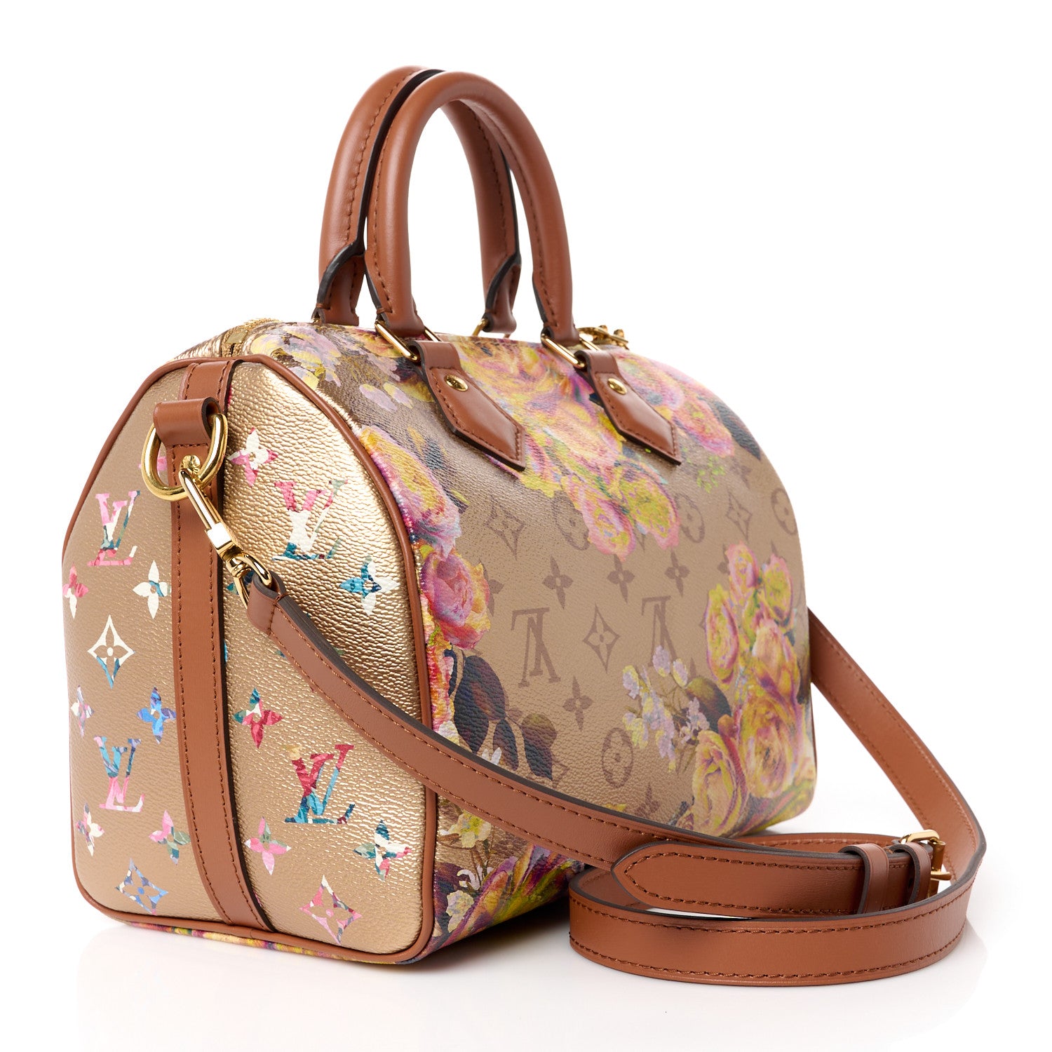 Louis Vuitton Metallic Monogram LV Garden Speedy Bandouliere 25 Gold 3 of 12