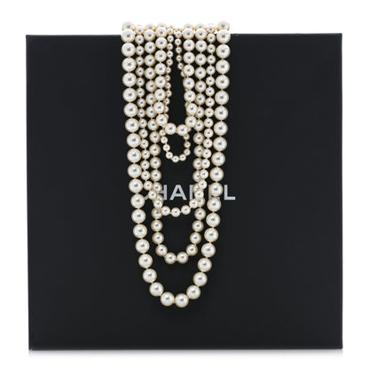 Chanel Graduated Pearl Multi Strand Choker Necklace White Gold 6 of 6