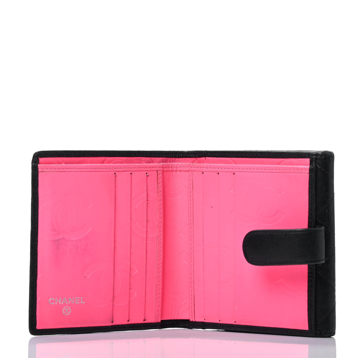 Calfskin Quilted Cambon Flap Wallet Black