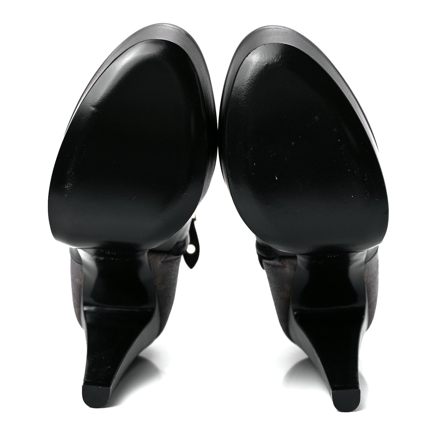 Calfskin Monogram Afterglow Platform Ankle Boots 38 Black