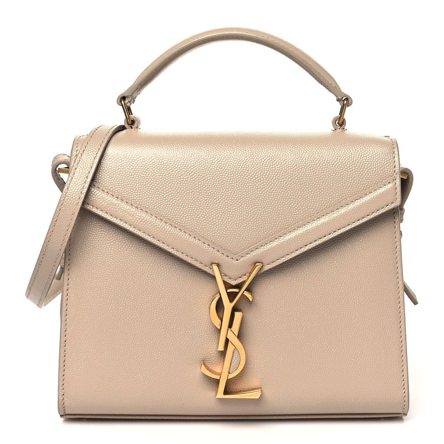 Saint Laurent Grain de Poudre Mini Classic Monogram Cassandra Top Handle Beige 1 of 11