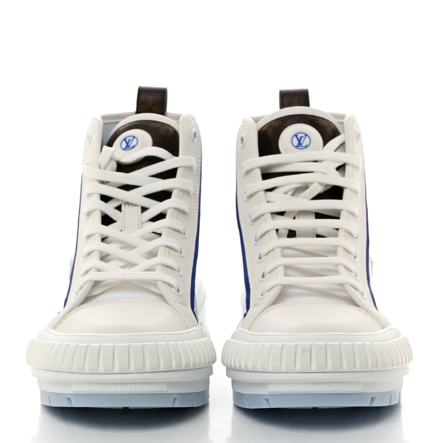 Canvas Monogram LV Squad Sneaker Boots 38 White Blue